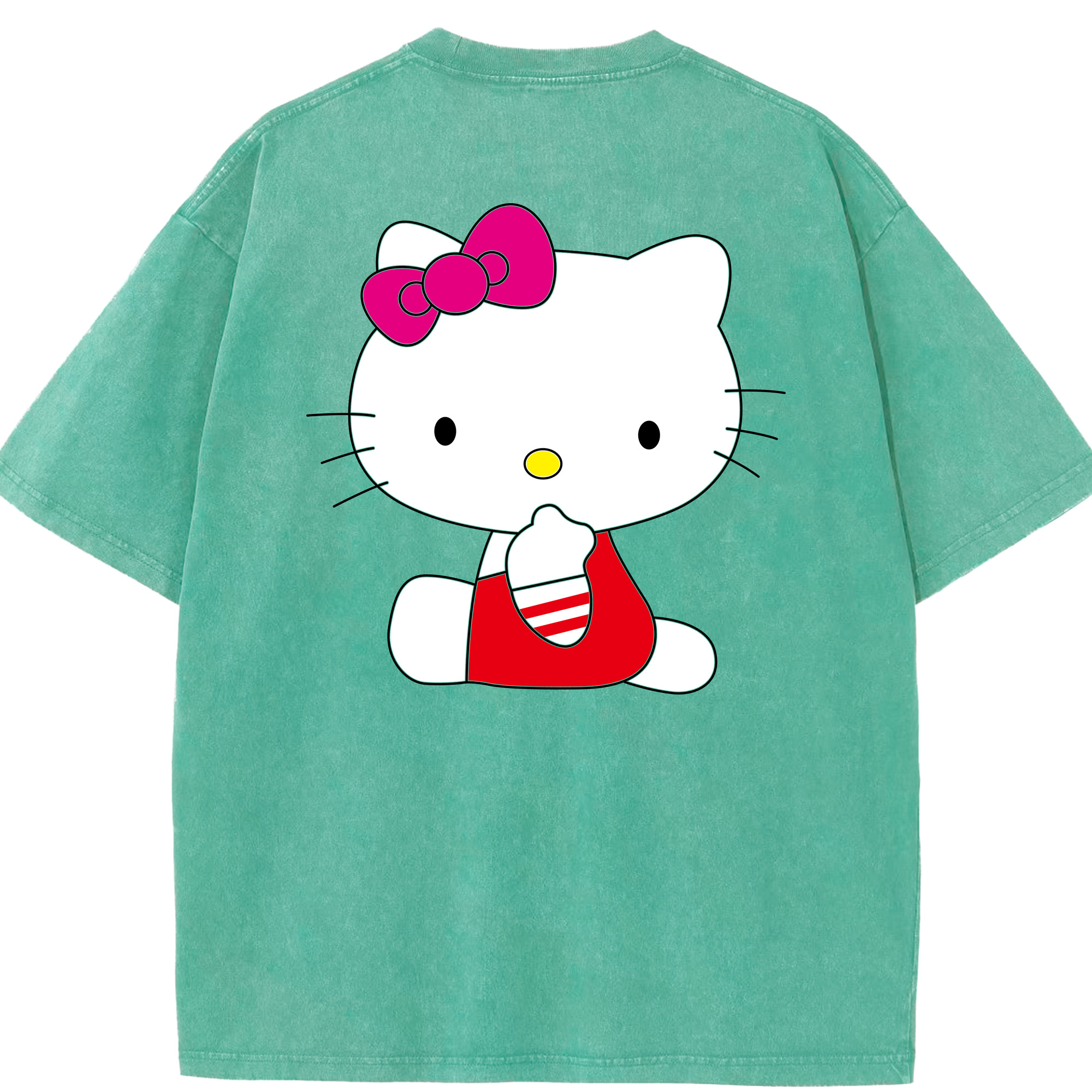 （画像用） Hello Kitty ハローキティ 綿100% ヴィンテージ風 半袖Tシャツ（背面プリント）